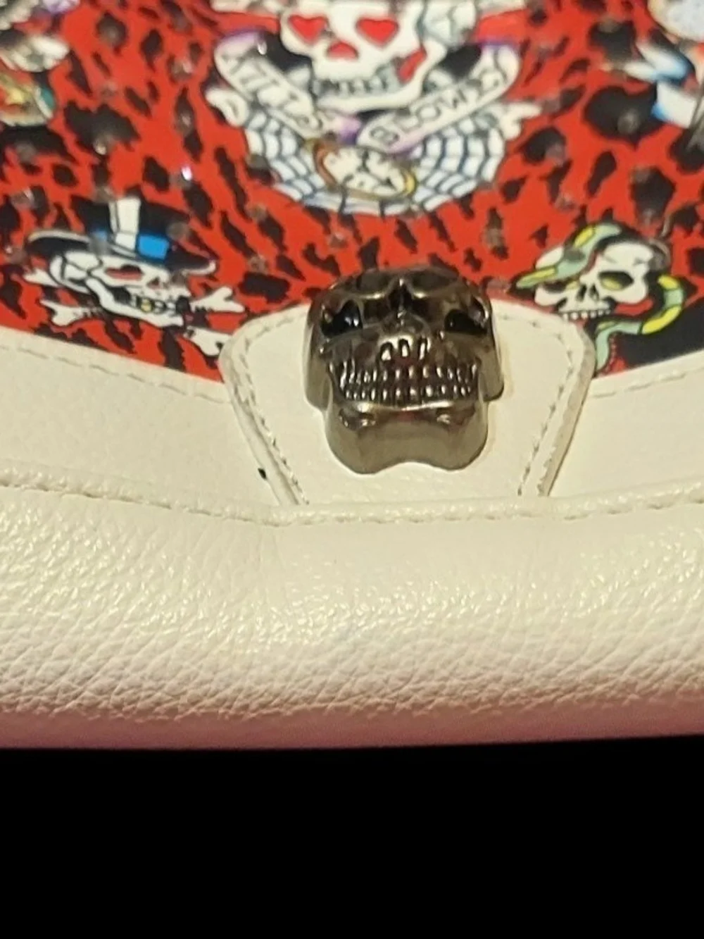 Ed Hardy Red and White Satchel with Tattoo-Print Detail Nwt